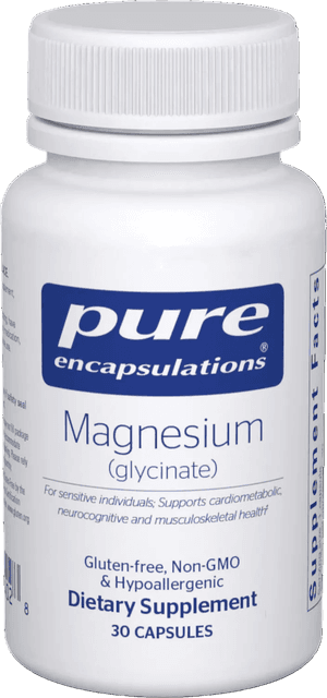 Bottle of Pure Encapsulations magnesium glycinate capsules